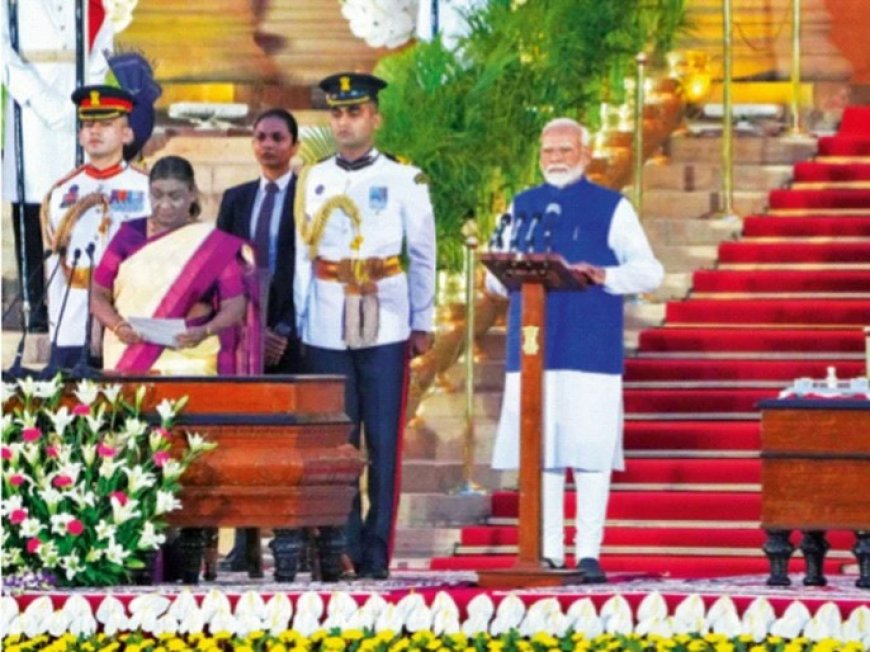 नरेंद्र मोदी यांनी पंतप्रधानपदाची सलग तिसऱ्यांदा घेतली शपथ