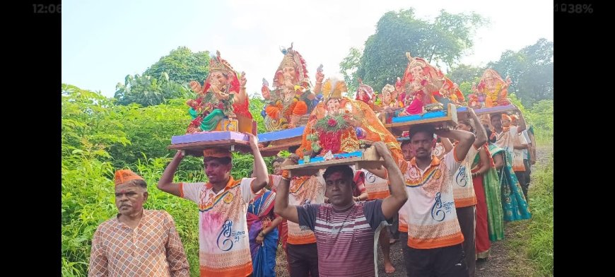 लांजा कोल्हेवाडी येथे शेताच्या बांधावरून भक्तिमय वातावरणात बाप्पाला निरोप...