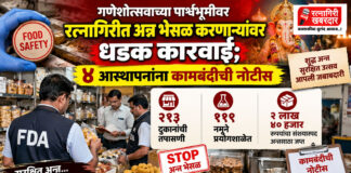 गणेशोत्सवाच्या पार्श्वभूमीवर रत्नागिरीत अन्न भेसळ करणाऱ्यांवर धडक कारवाई; ४ आस्थापनांना कामबंदीची नोटीस