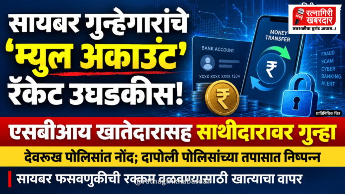 सायबर गुन्हेगारांचे 'म्युल अकाउंट' रॅकेट उघडकीस; एसबीआय खातेदारासह साथीदारावर देवरूख पोलिसांत गुन्हा दाखल सायबर गुन्हेगारांचे 'म्युल अकाउंट' रॅकेट उघडकीस; एसबीआय खातेदारासह साथीदारावर देवरूख पोलिसांत गुन्हा दाखल