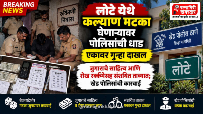लोटे येथे रुक्मिणी निवास इमारतीमागे कल्याण मटका घेणाऱ्यावर पोलिसांची धाड; एकावर गुन्हा दाखल