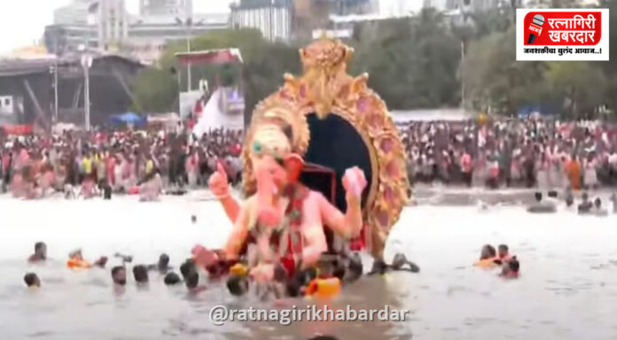 Lalbaugcha Raja Visarjan: लालबागच्या राजाचे गिरगाव चौपाटीवर भावूक वातावरणात विसर्जन; २२ तासांच्या मिरवणुकीनंतर लाडक्या बाप्पाला निरोप