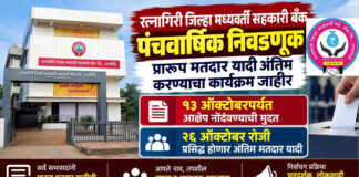 रत्नागिरी जिल्हा मध्यवर्ती सहकारी बँक पंचवार्षिक निवडणूक; प्रारूप मतदार यादी अंतिम करण्याचा कार्यक्रम जाहीर