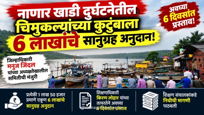 नाणार खाडी दुर्घटनेतील चिमुकल्यांच्या कुटुंबाला ६ लाखांचे सानुग्रह अनुदान; शिक्षणाधिकारी किरण लोहार यांच्या तत्परतेने अवघ्या ६ दिवसांत प्रस्ताव