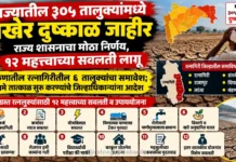 राज्यातील ३०५ तालुक्यांमध्ये अखेर दुष्काळ जाहीर; राज्य शासनाचा मोठा निर्णय, १२ महत्त्वाच्या सवलती लागू